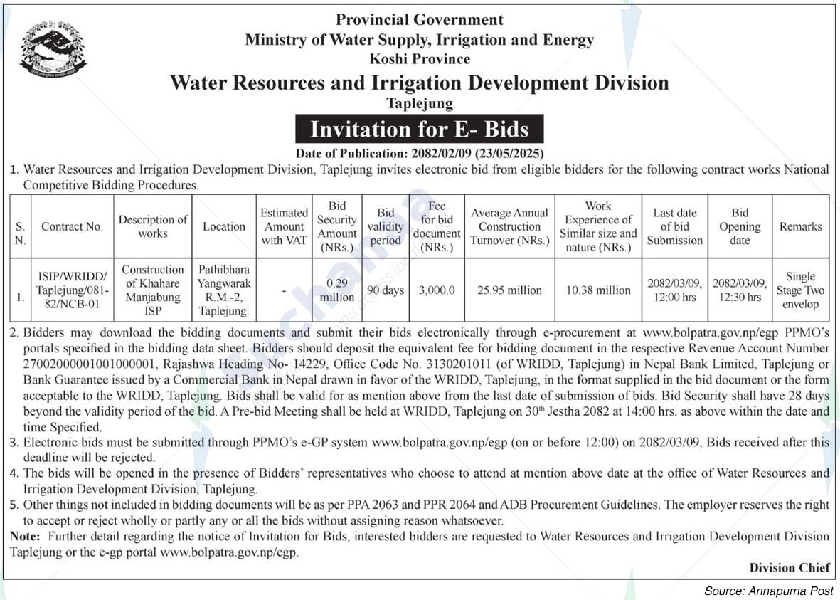 Water Resources and Irrigation Development Division, Taplejung