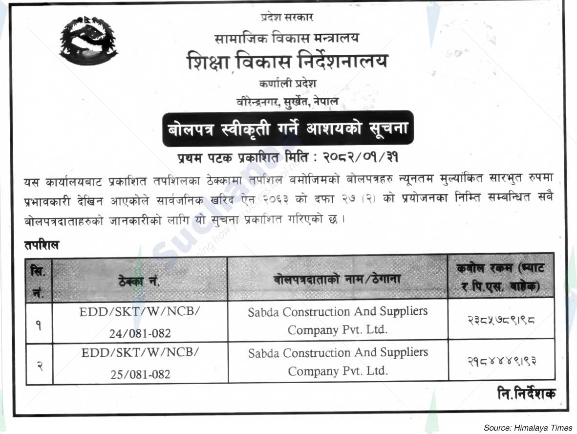 Directorate of Education Development, Birendranagar