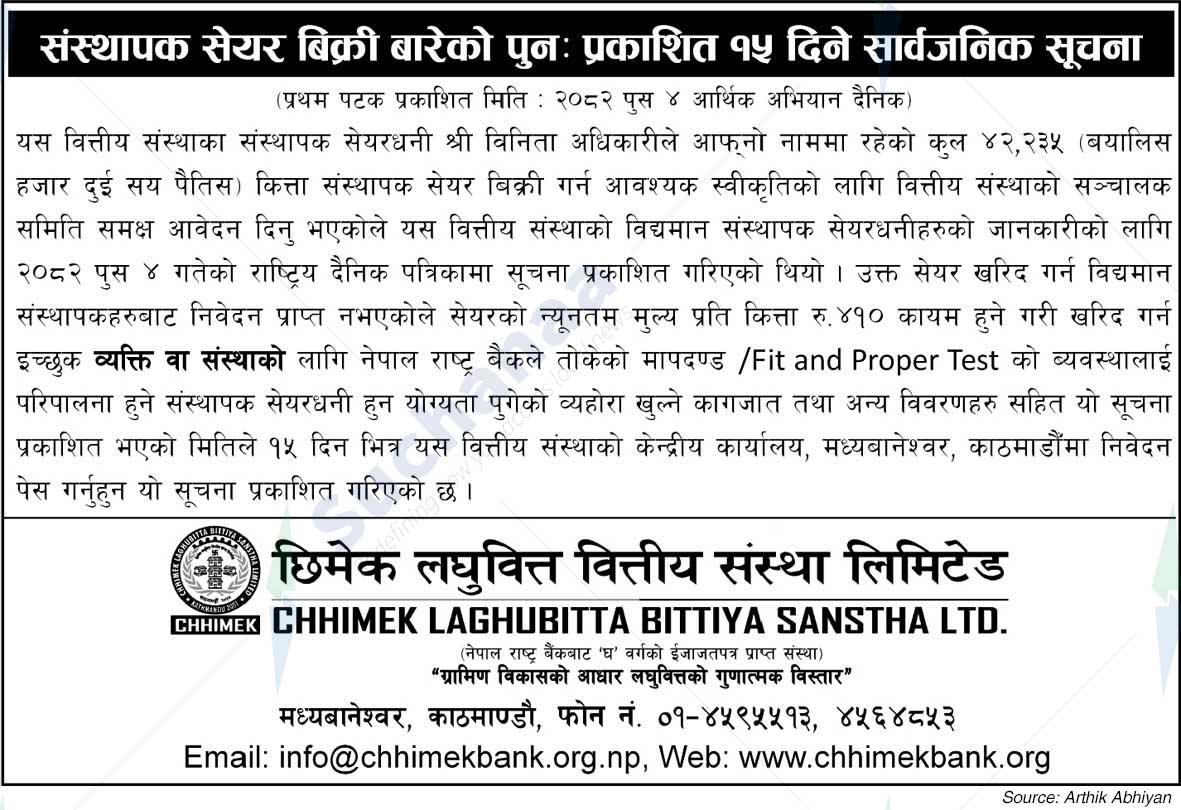 Chhimek Laghubitta Bittiya Sanstha Ltd.