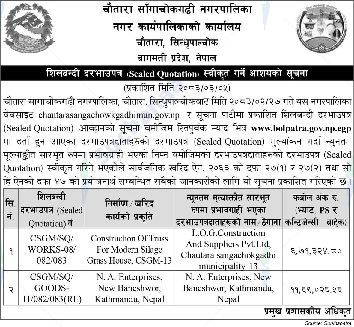 Chautara Sangchokgadhi Municipality