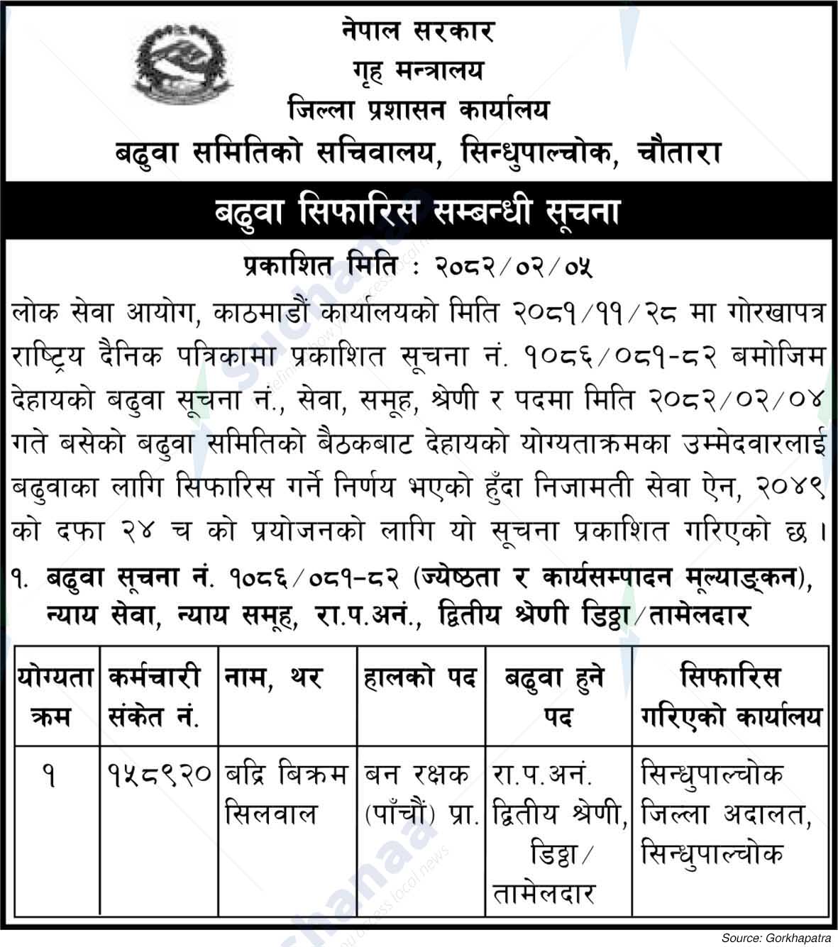 District Administration Office, Sindhupalchok