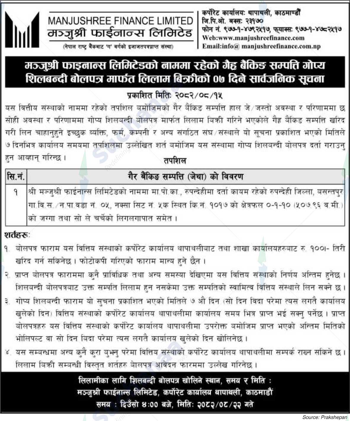 Manjushree Finance Limited