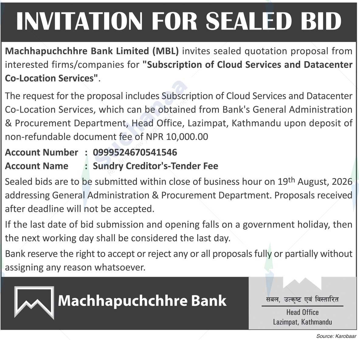 Machhapuchchhre Bank Limited