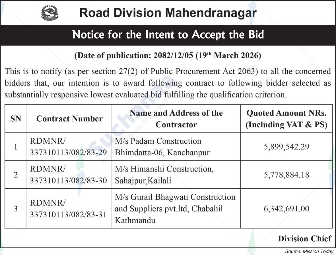 Road Division, Mahendranagar