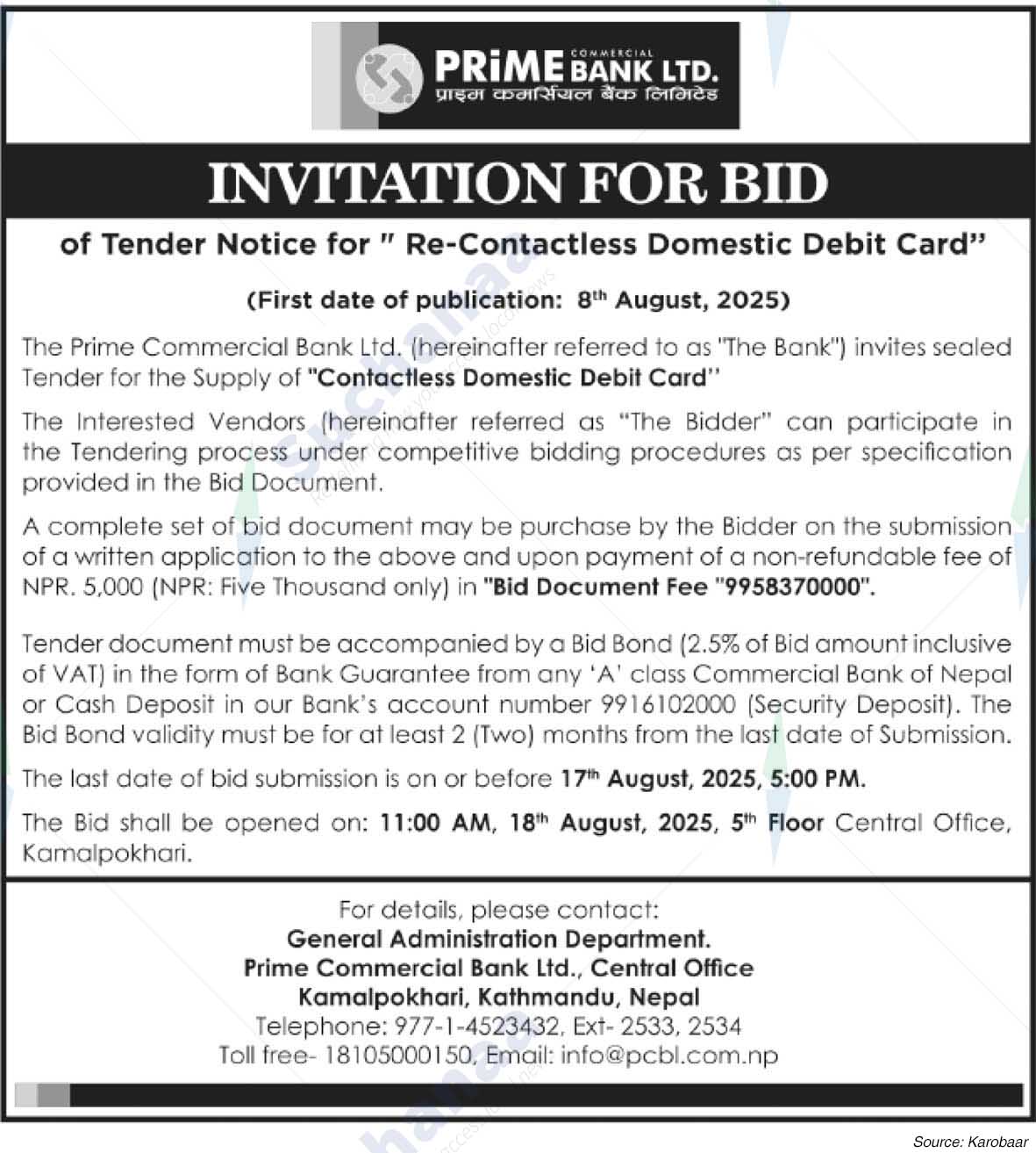 Prime Commercial Bank Limited