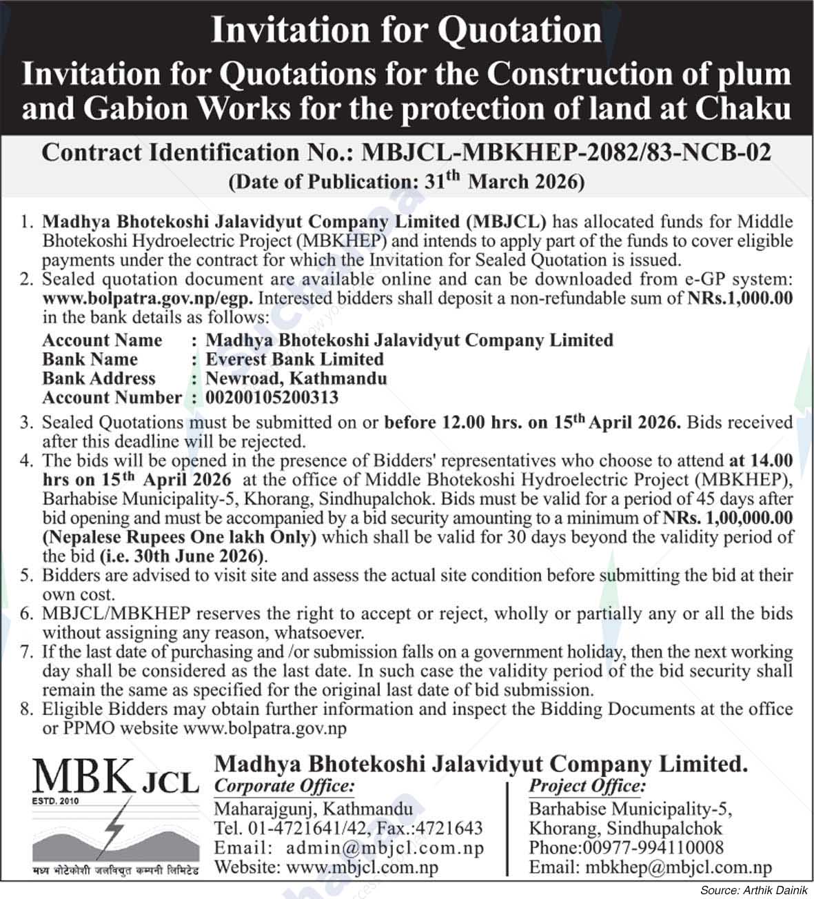 Madhya Bhotekoshi Jalavidyut Company Limited