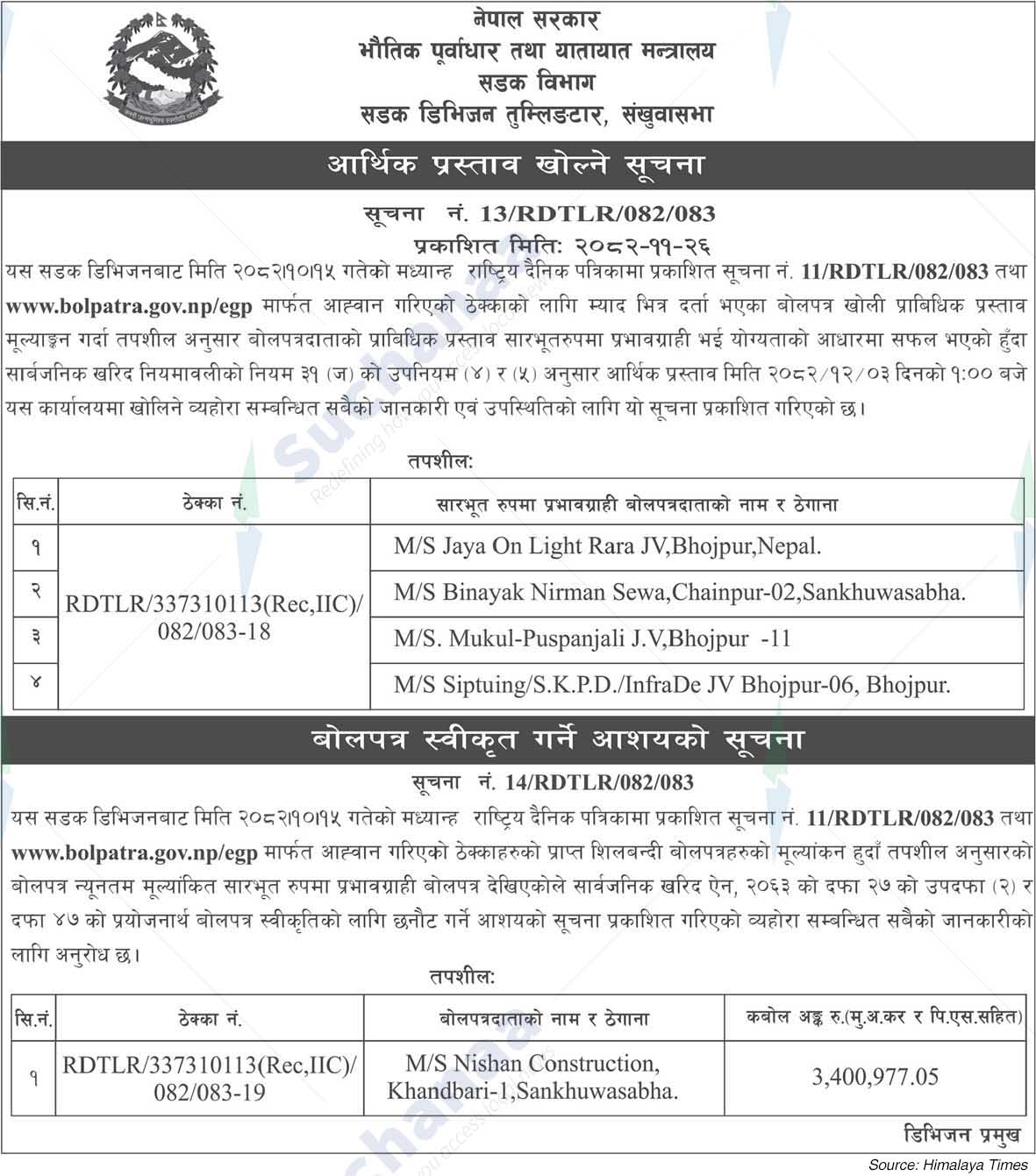 Road Division, Tumlingtar