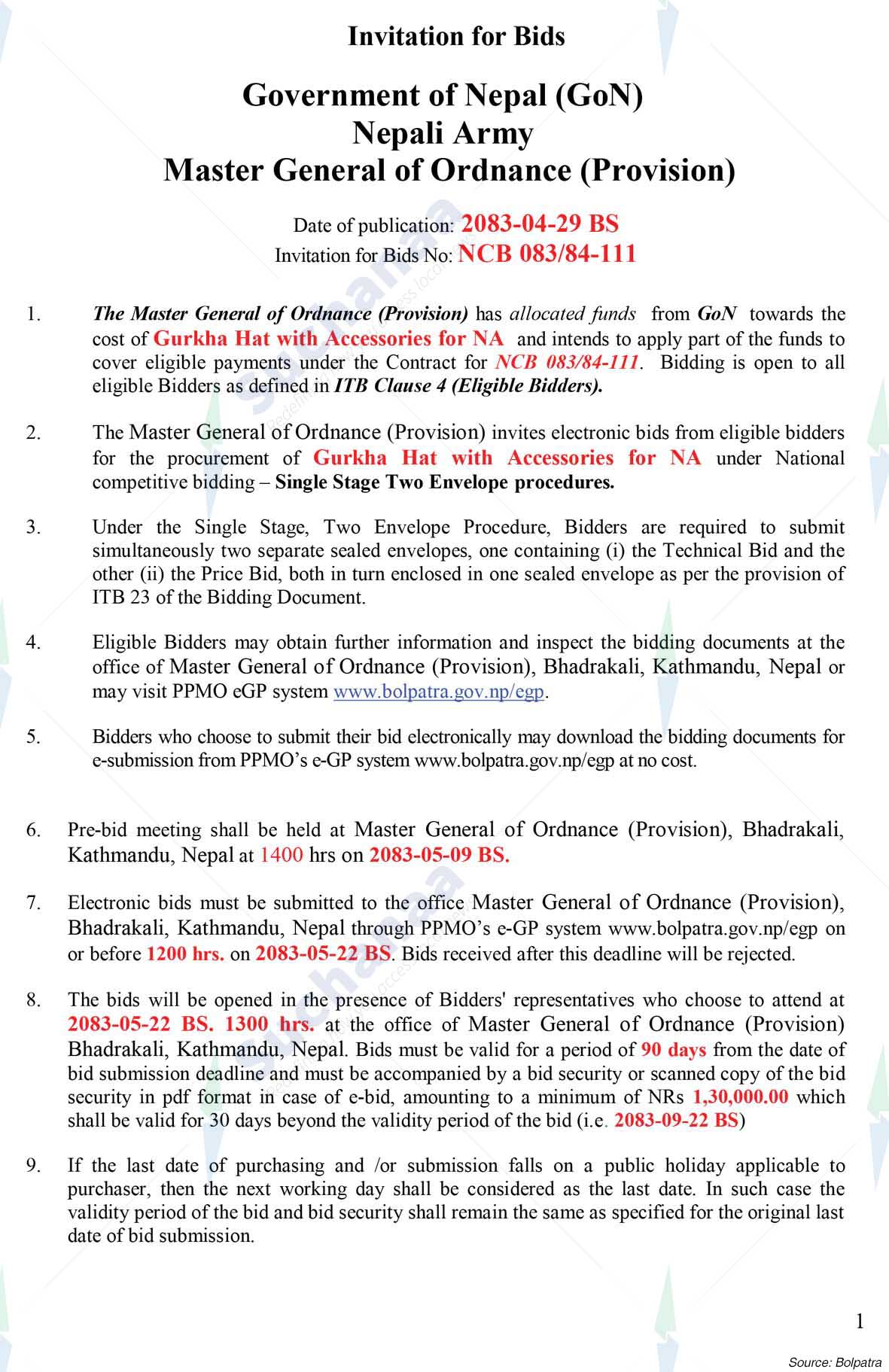 Master General of Ordnance (Provision)