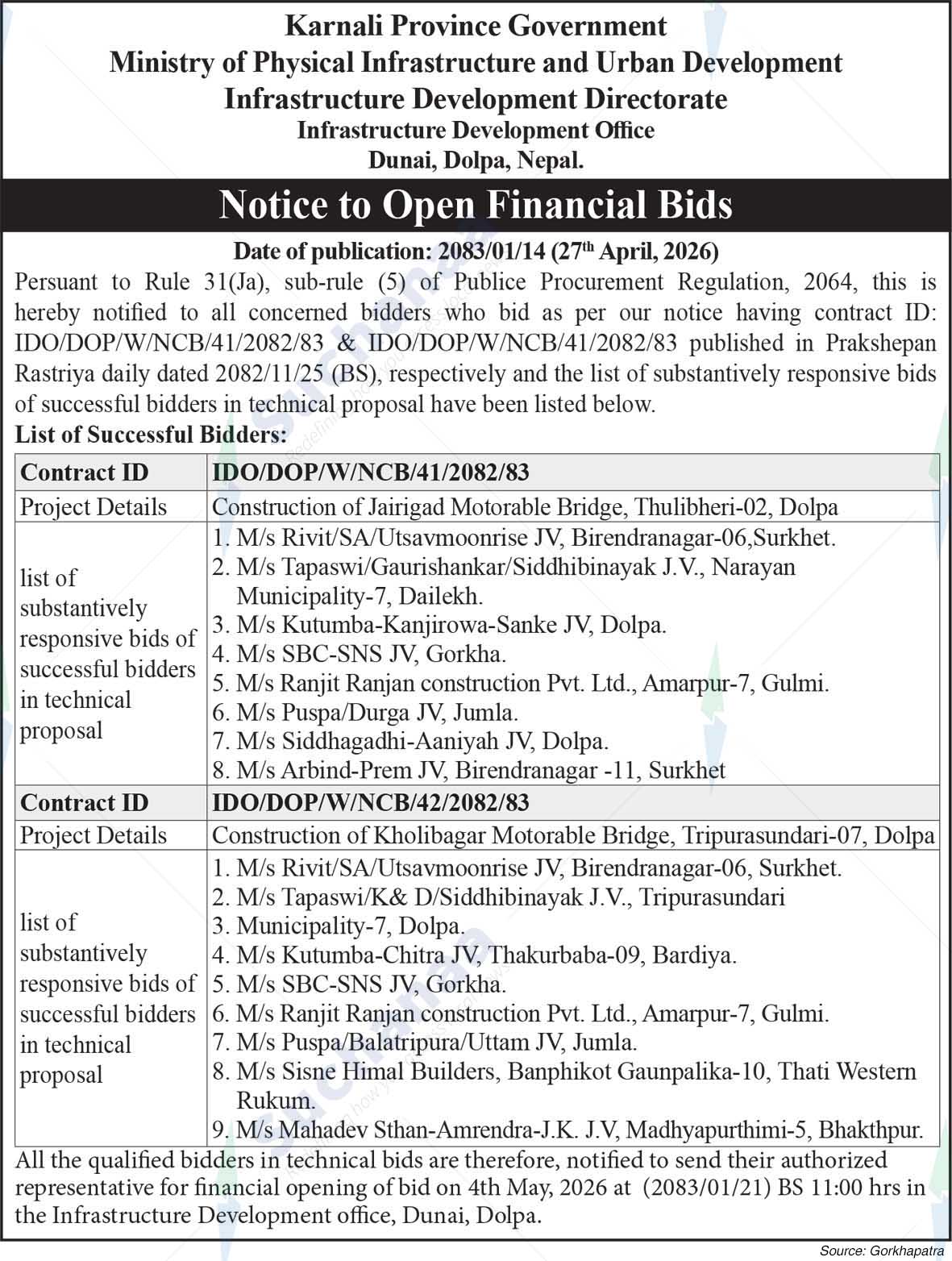 Infrastructure Development Office, Dolpa