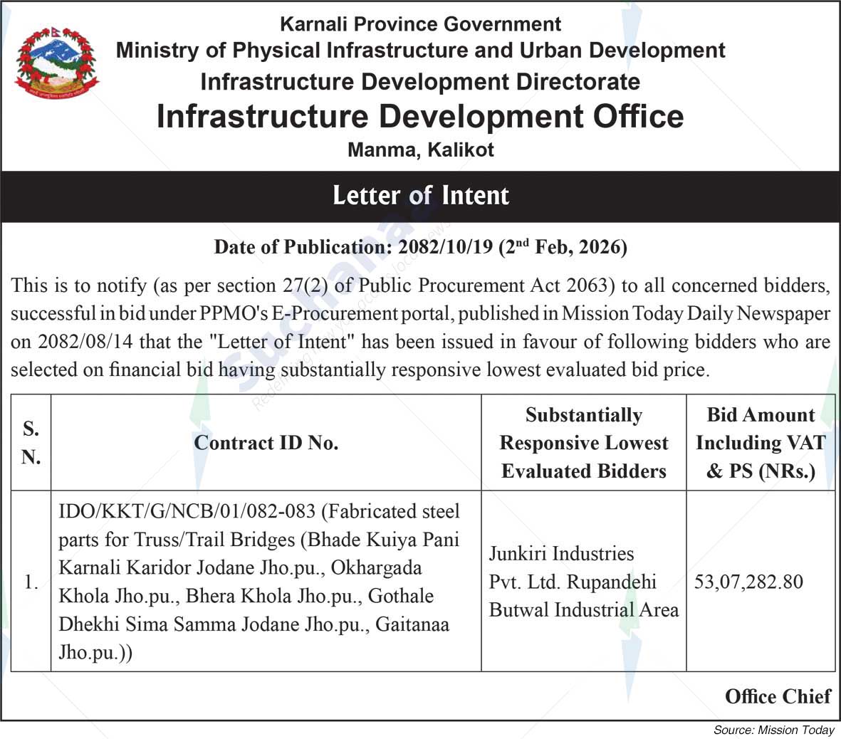 Infrastructure Development Office, Kalikot