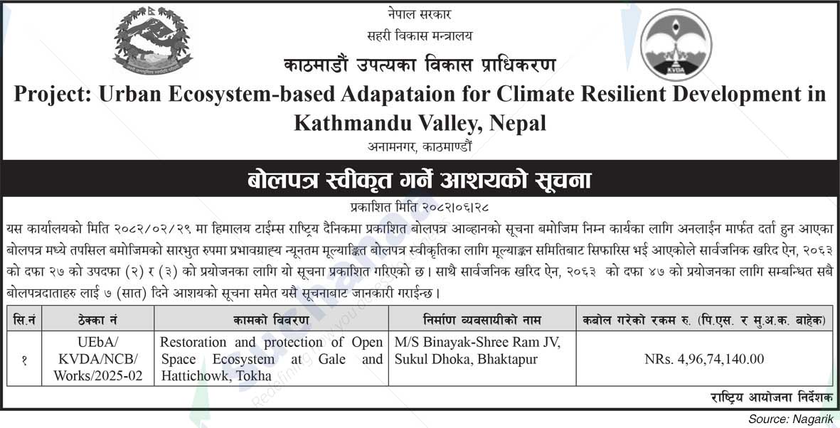 Urban Ecosystem-based Adapataion for Climate Resilient Development in Kathmandu Valley