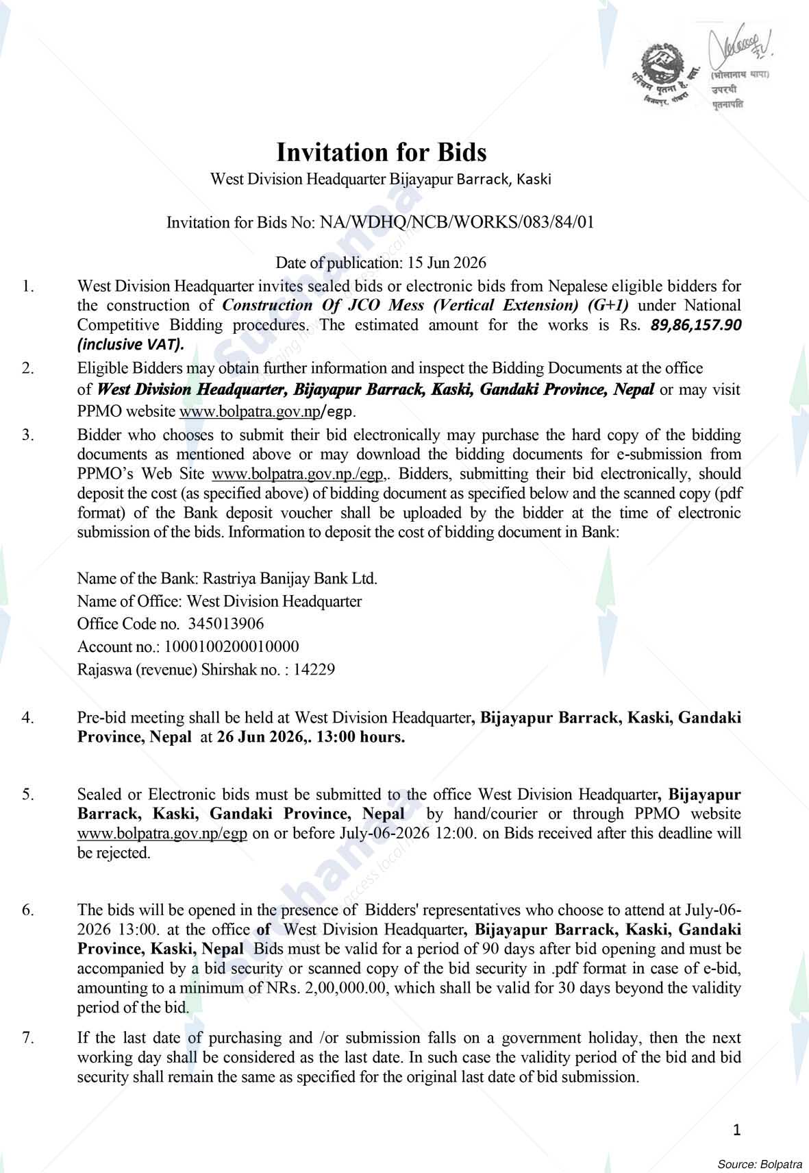 West Division Headquarter, Kaski