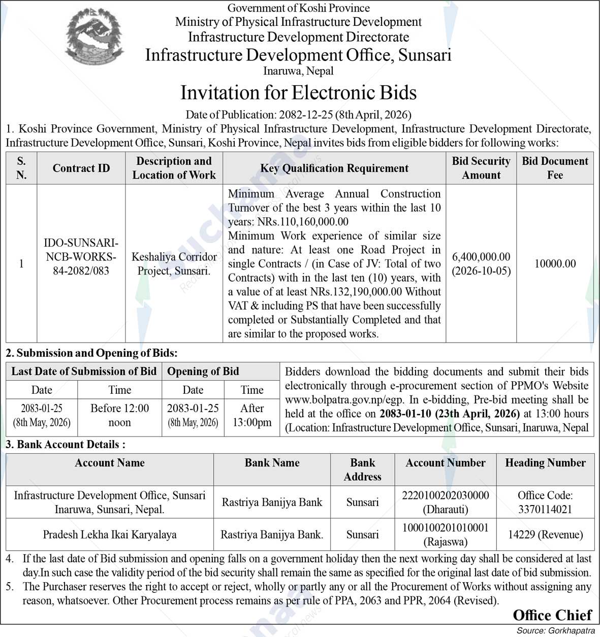 Infrastructure Development Office, Sunsari