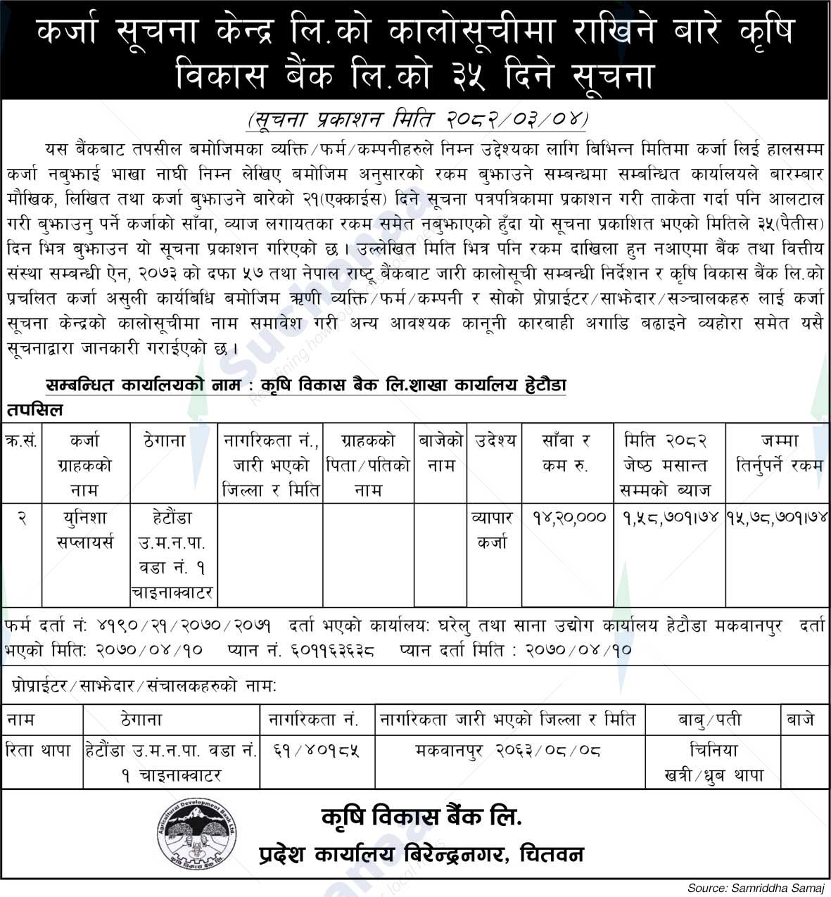 Agricultural Development Bank Limited