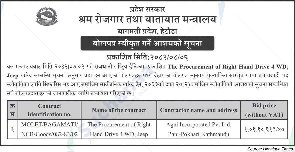 Ministry of Labor Employment and Transport, Hetauda