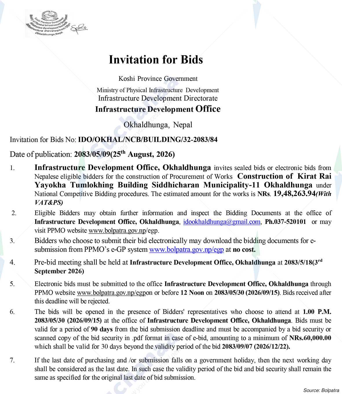 Infrastructure Development Office (IDO), Okhaldhunga