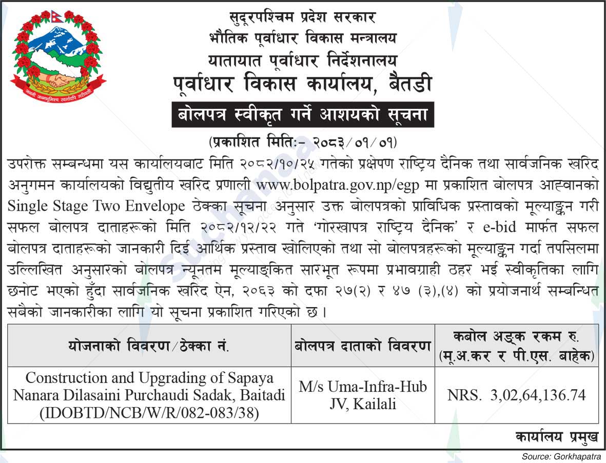 Infrastructure Development Office, Baitadi