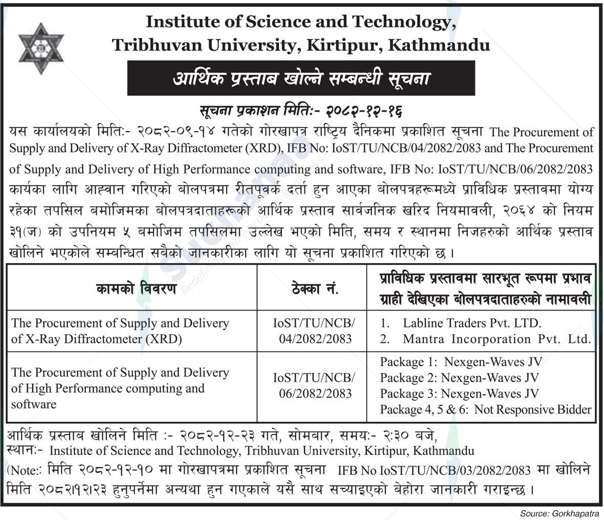 Tribhuvan University, Institute of Science and Technology (IoST)