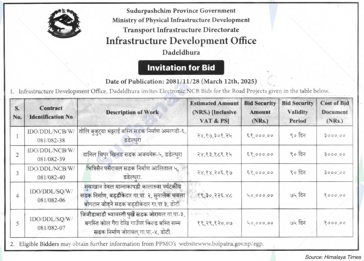 Infrastructure Development Office, Dadeldhura