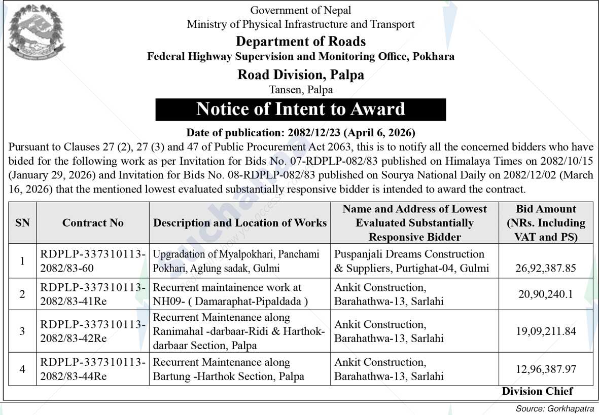 Road Division, Palpa