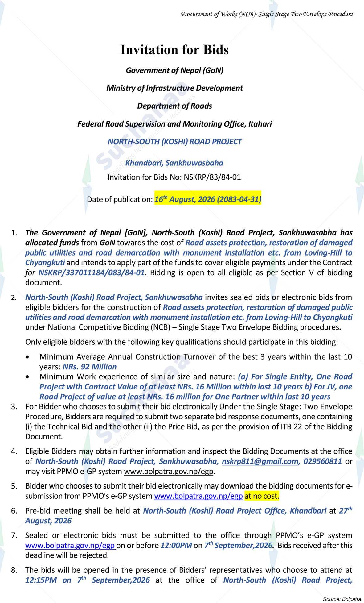 North South (KOSHI) Road Project, Khandbari