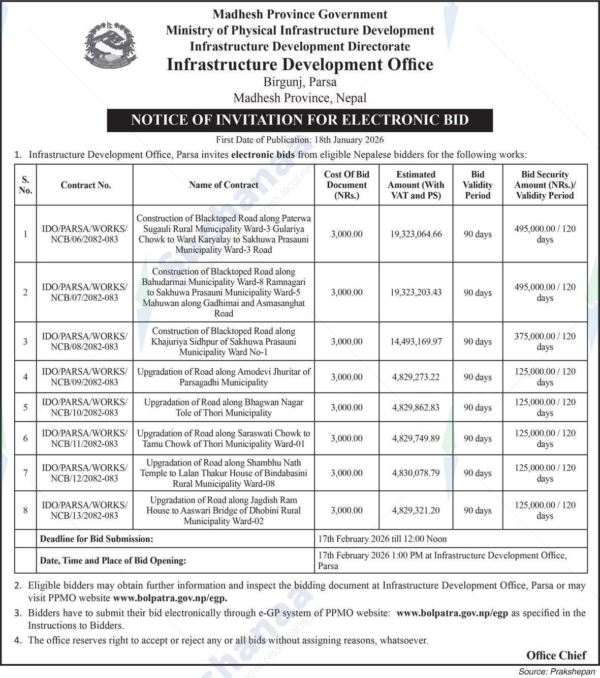 Infrastructure Development Office, Birgunj, Parsa