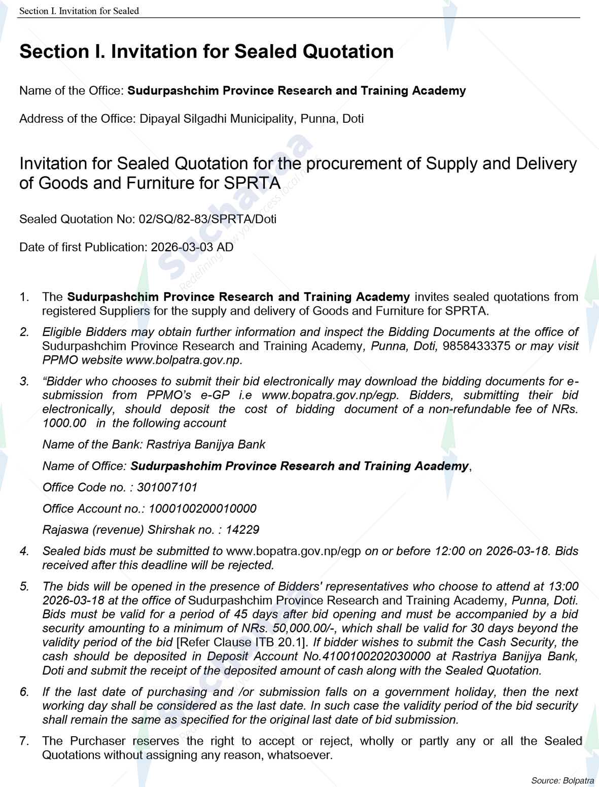 Sudurpaschim Province Research and Training Academy, Doti