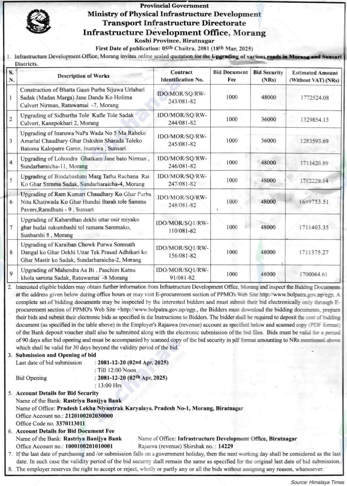 Infrastructure Development Office, Morang