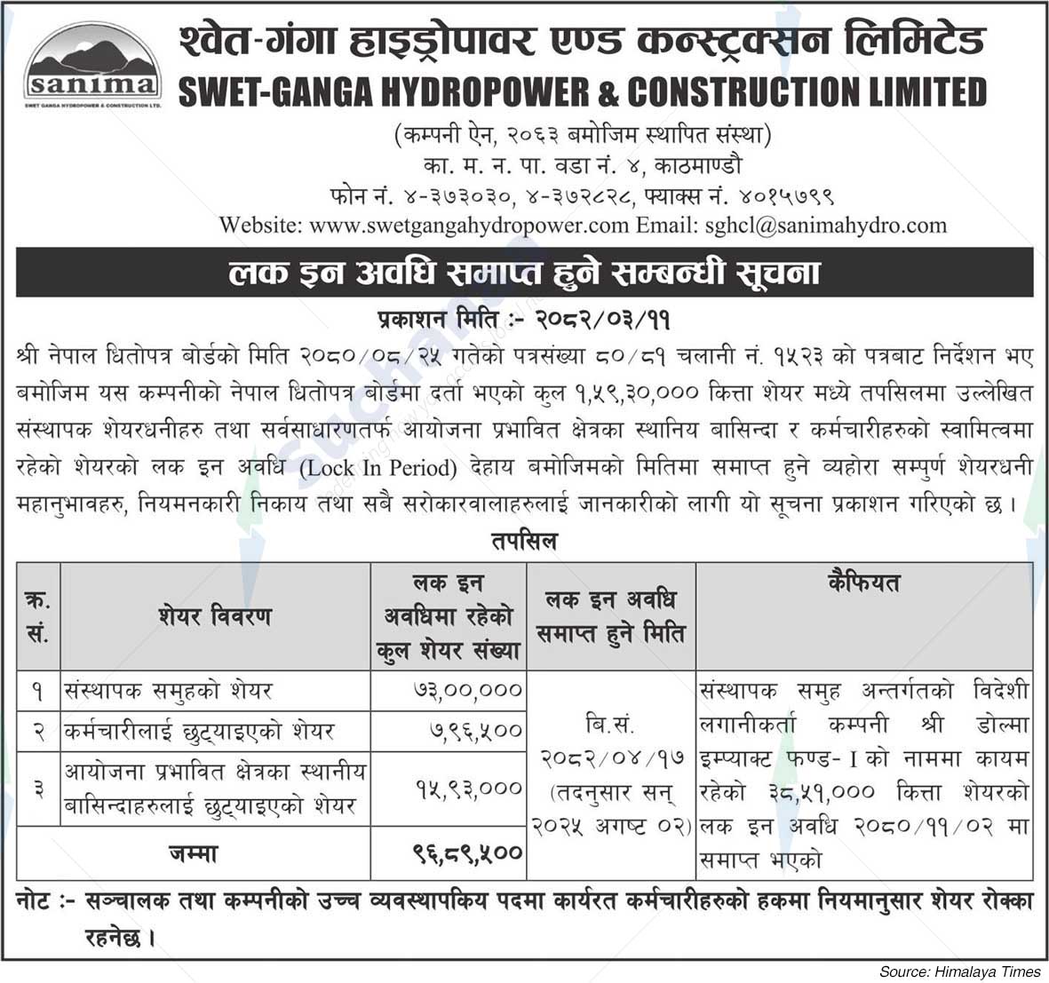 Swet-Ganga Hydropower & Construction Limited
