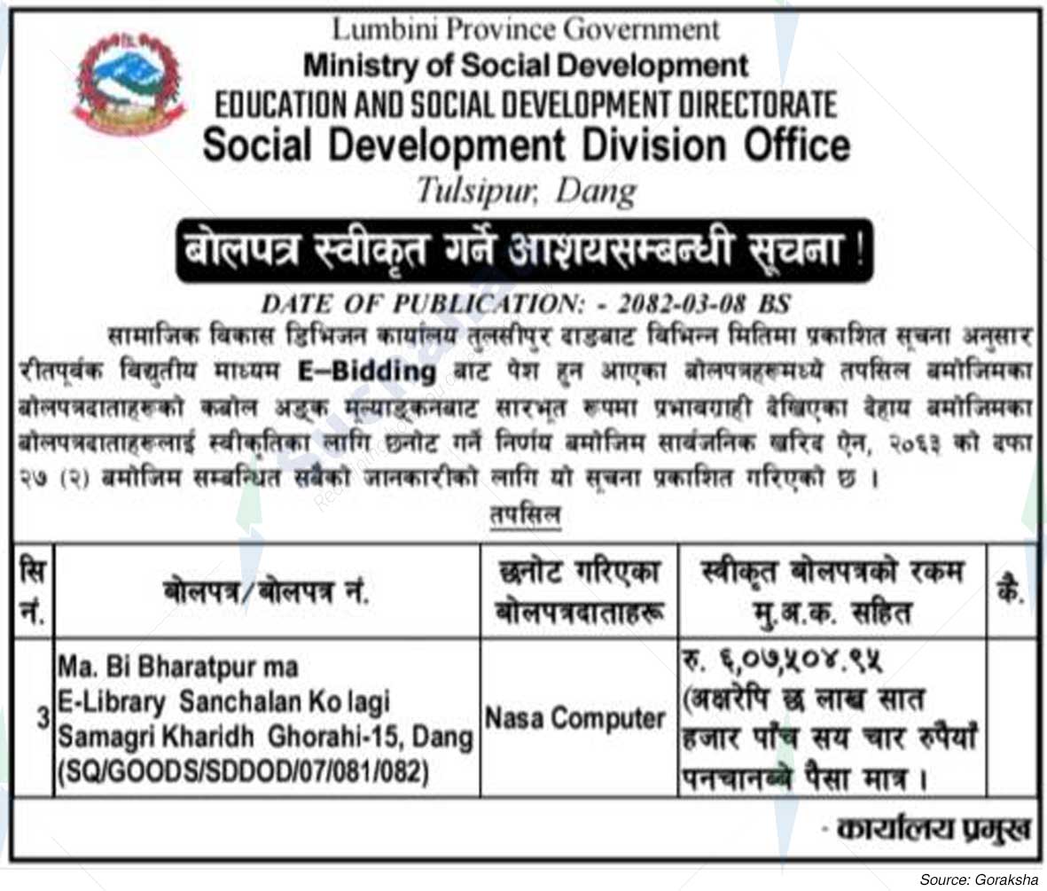 Social Development Division Office, Tulsipur, Dang