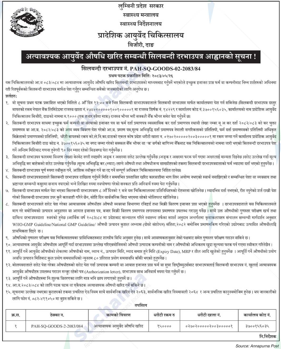Provincial Ayurveda Hospital, Bijauri Dang
