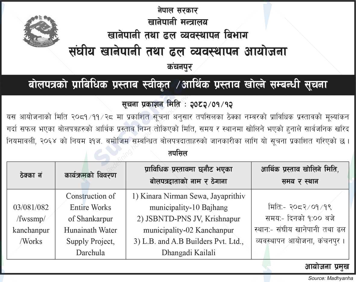 Federal Drinking Water and Sewerage Management Project, Kanchanpur