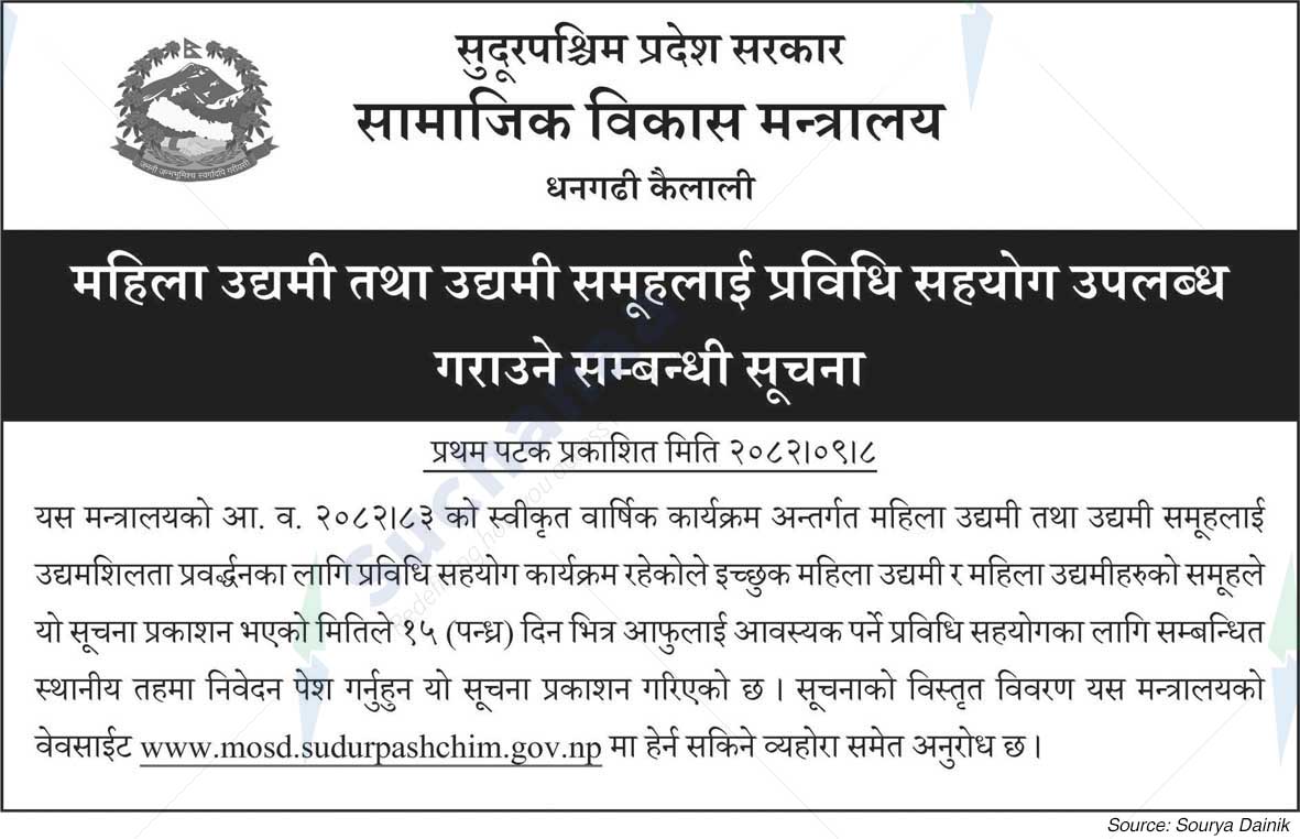 Ministry of Social Development, Sudurpashchim