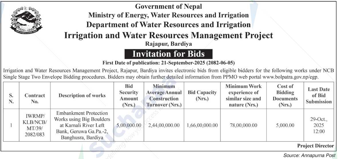 Irrigation and Water Resources Management Project, Rajapur, Bardiya