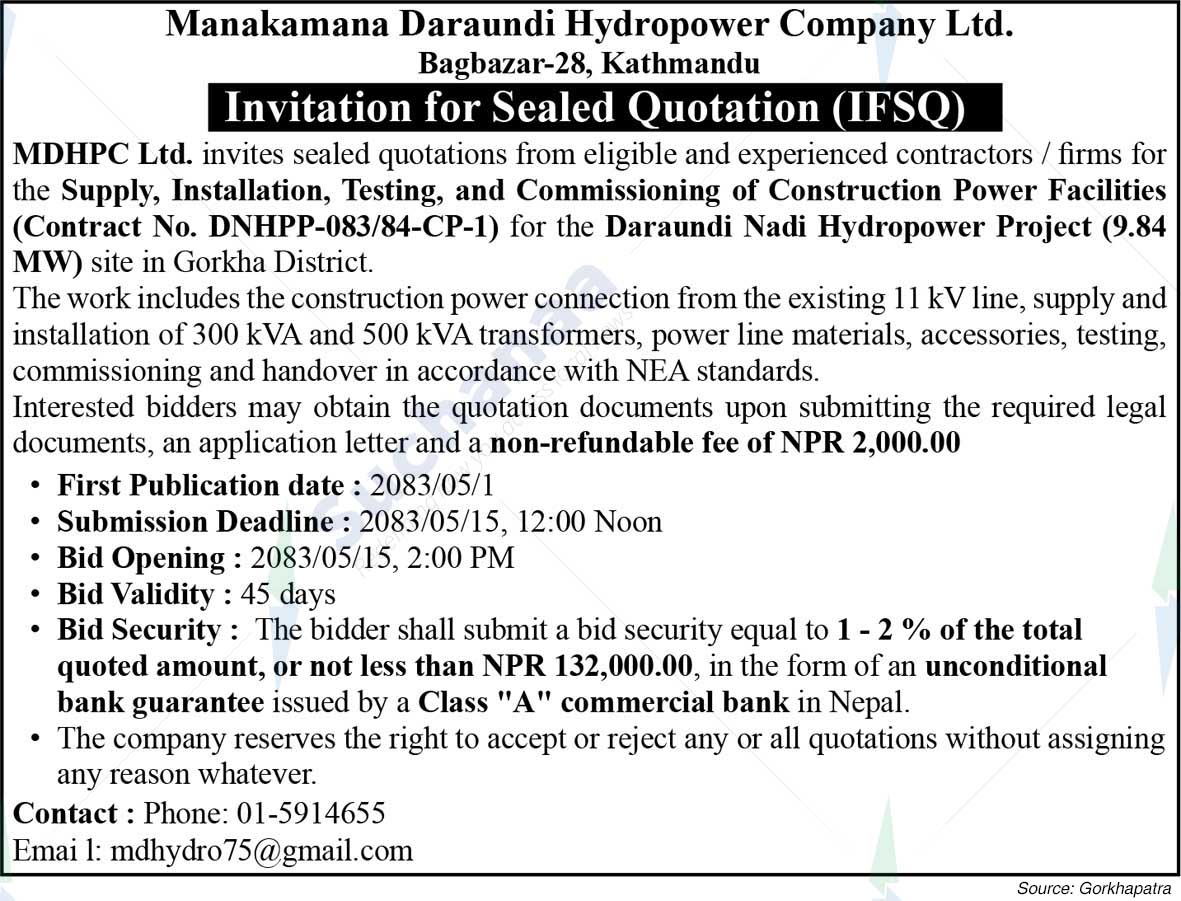 Manakamana Daraundi Hydropower Company Ltd.