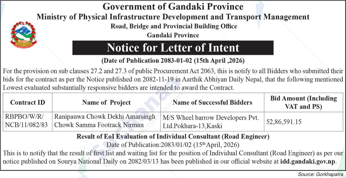 Road, Bridge and Provincial Building Office, Kaski