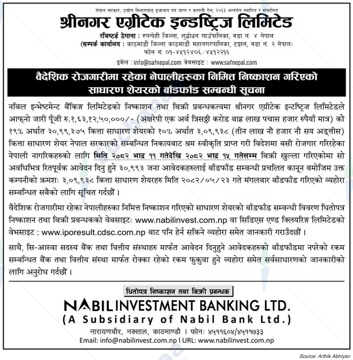 Shreenagar Agritech Industries Ltd. (SAIL)