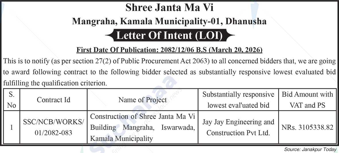 Shree janta ma.vi.mangraha, Dhanusha