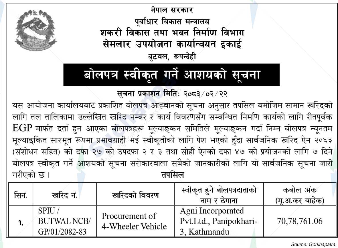 Semlar Sub Project Implementation Unit, Butwal