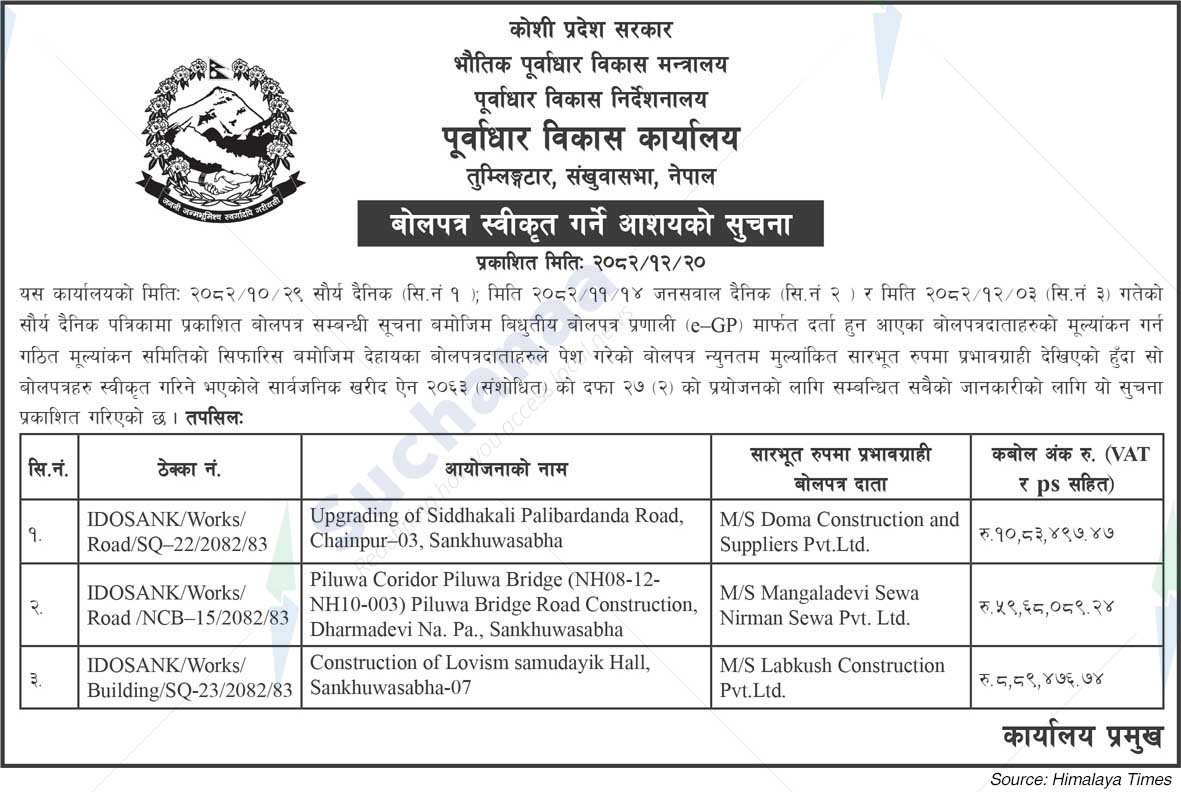Infrastructure Development Office, Sankhuwasabha