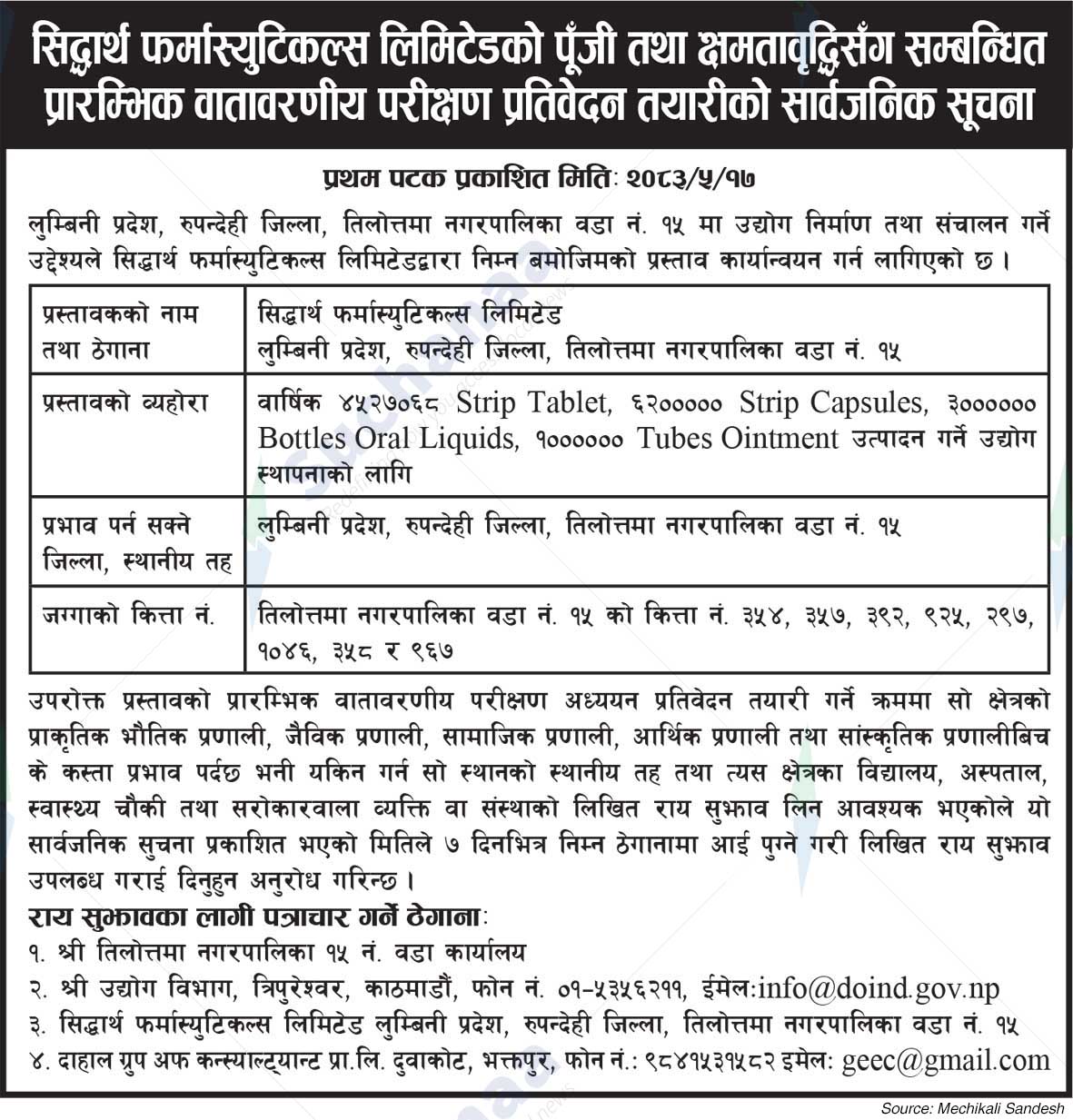 Siddhartha Pharmaceuticals Limited