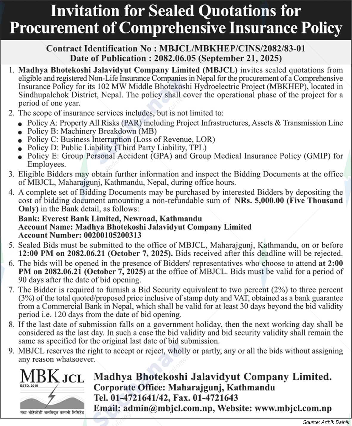 Madhya Bhotekoshi Jalavidyut Company Limited