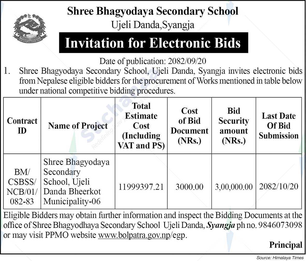 Shree Bhagyodaya Secondary School, Ujeli Danda, Syangja