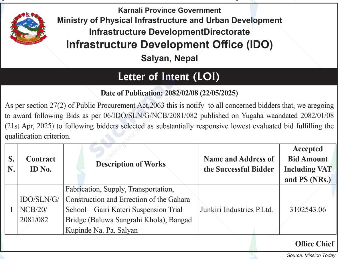 Infrastructure Development Office (IDO), Salyan