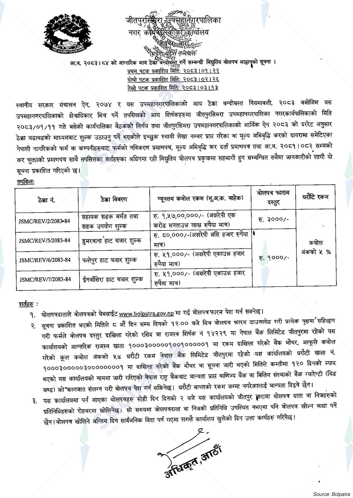 Jeetpursimara Sub-Metropolitian City