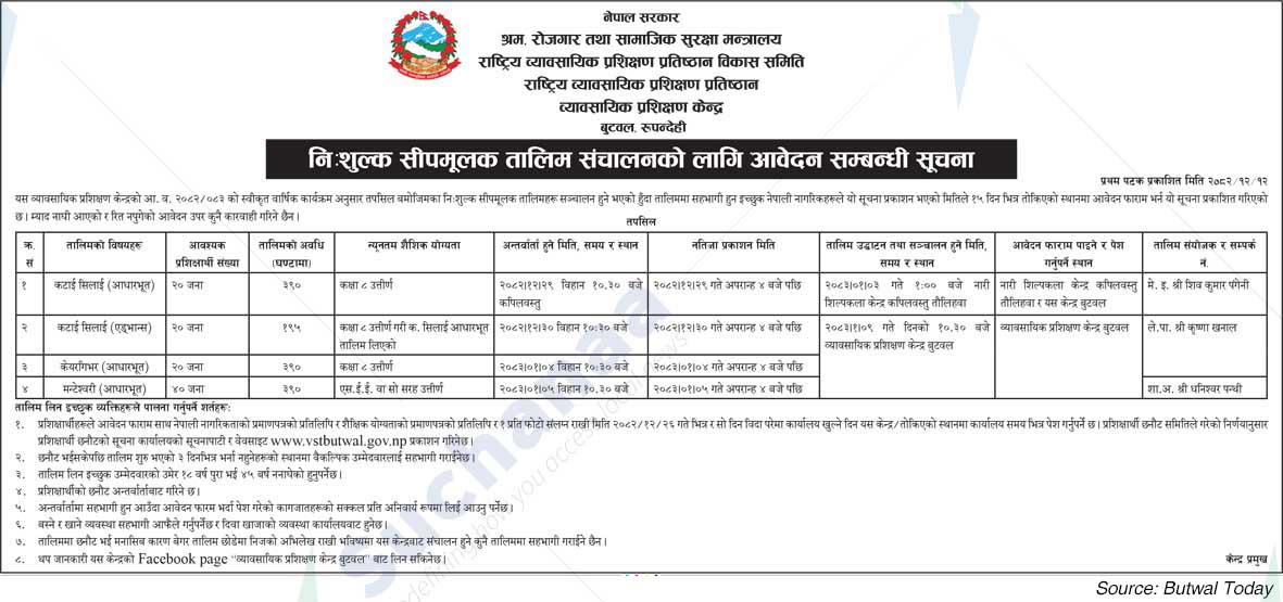 Vocational Training Center, Butwal, Rupandehi