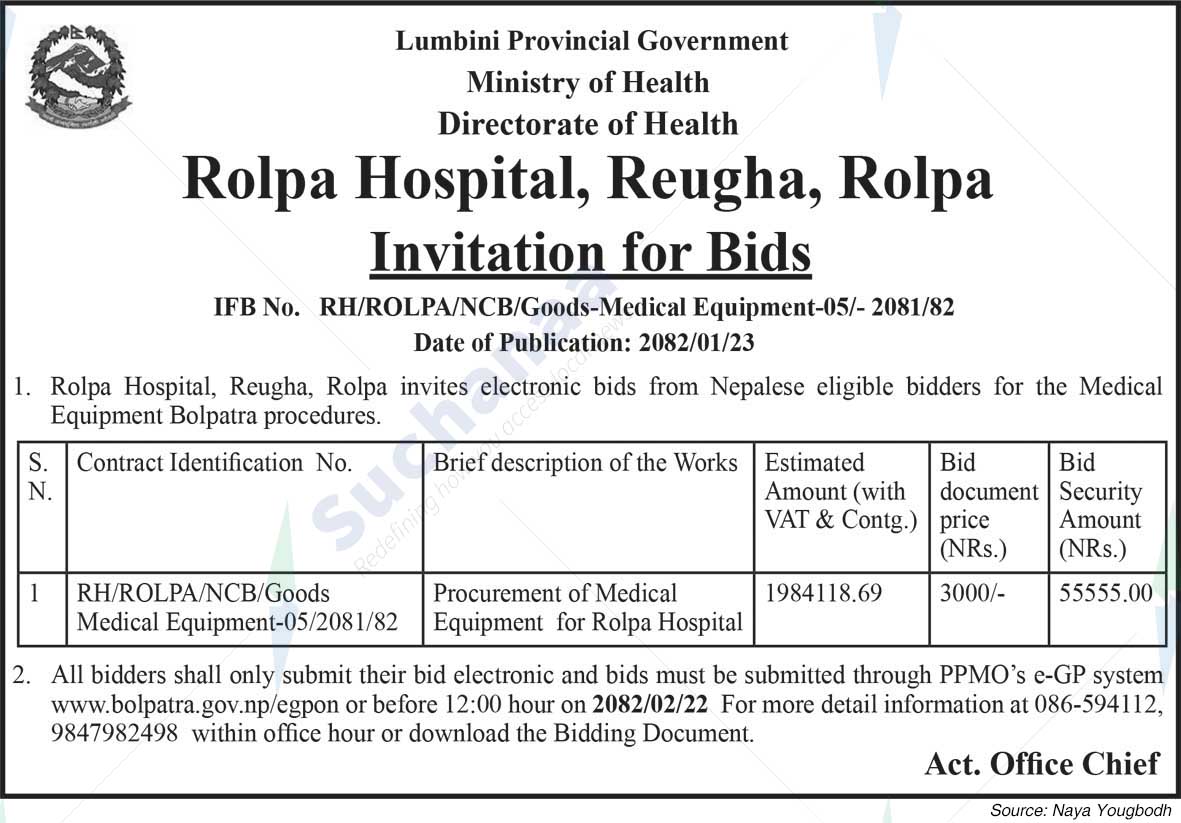 Rolpa Hospital, Reugha