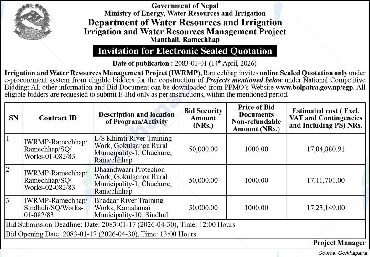 Irrigation and Water Resources Management Project, Ramechhap