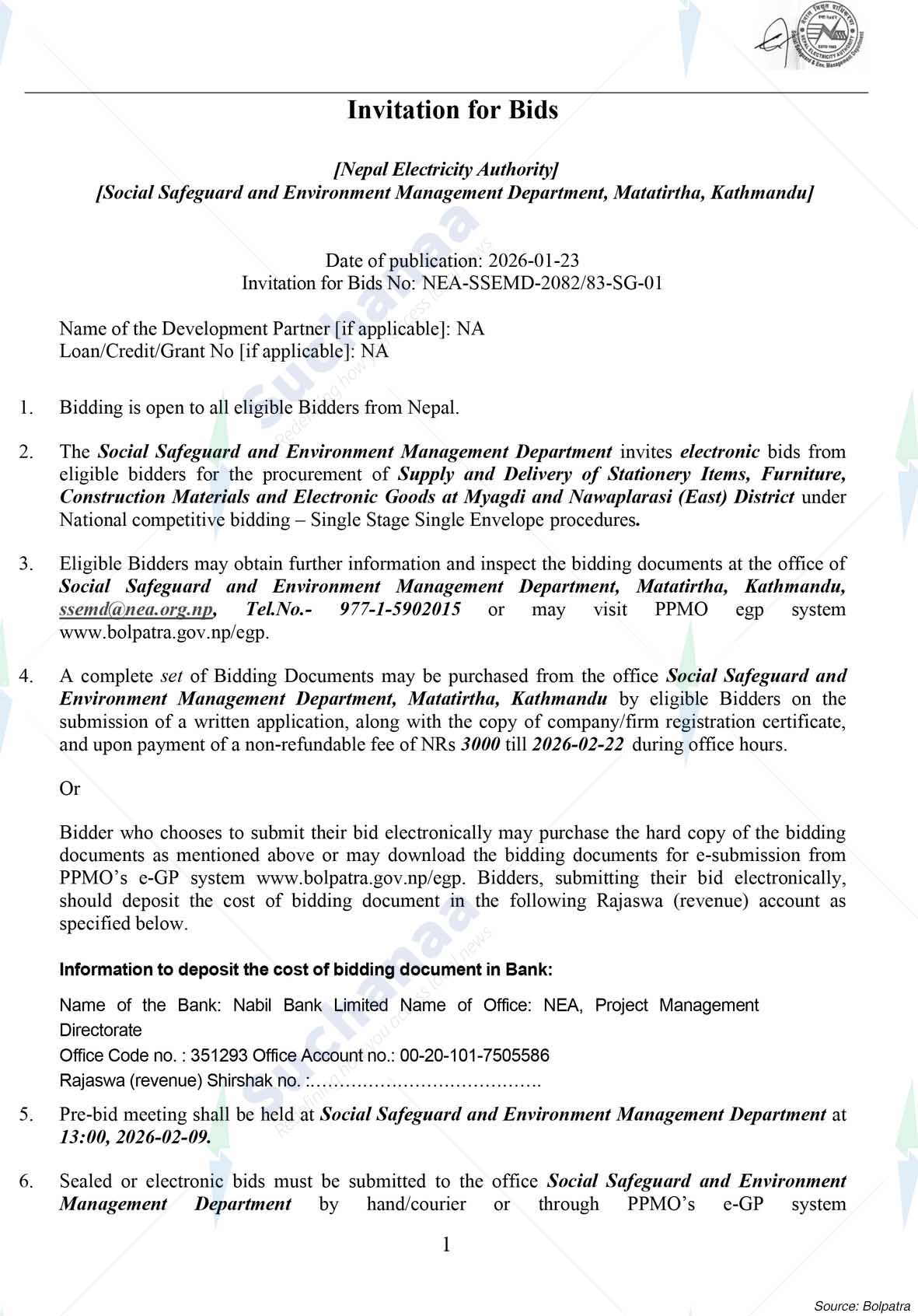 NEA, Social Safeguard and Environment Management Department