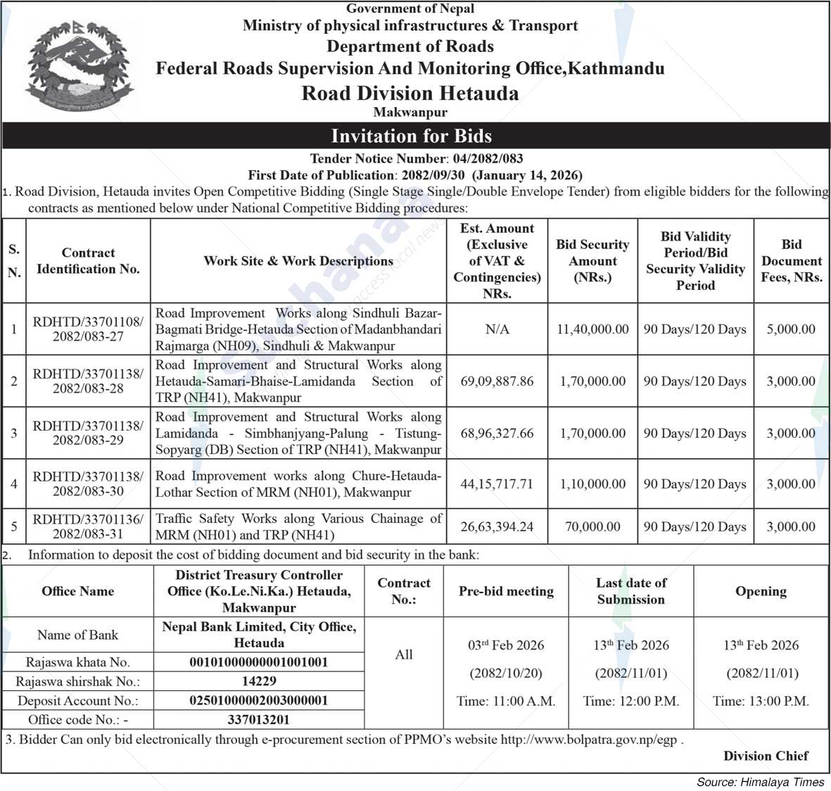 Road Division,  Hetauda